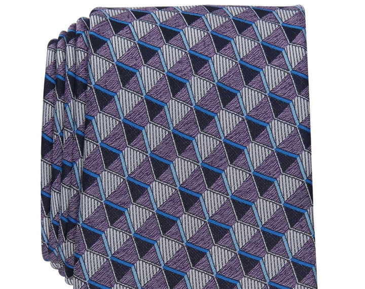 Perry Ellis Men's Dunstan Geometric Print Tie Purple Regular