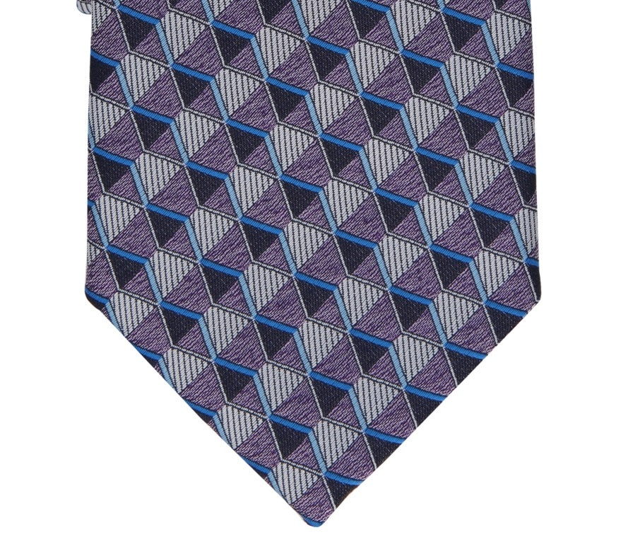 Perry Ellis Men's Dunstan Geometric Print Tie Purple Regular