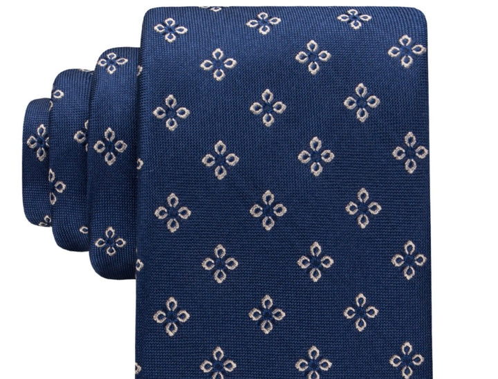 Tommy Hilfiger Men's Classic Flower Medallion Neat Tie Blue Size Regular