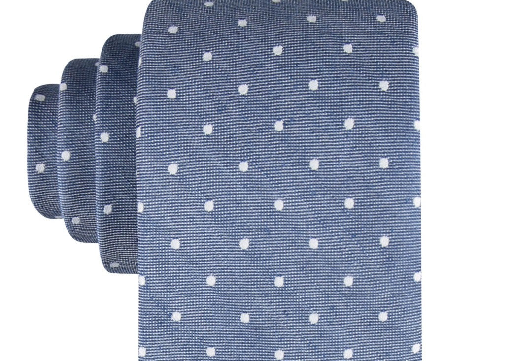 Tommy Hilfiger Men's Linen Dot Tie Blue Size Regular