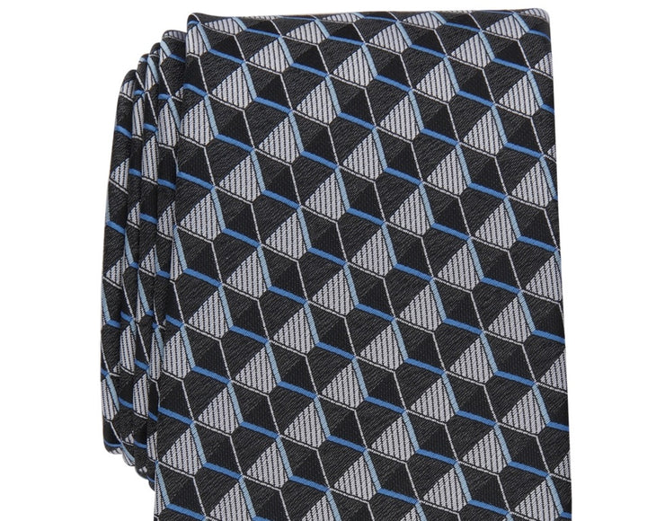 Perry Ellis Men's Dunstan Geometric Print Tie Black Regular