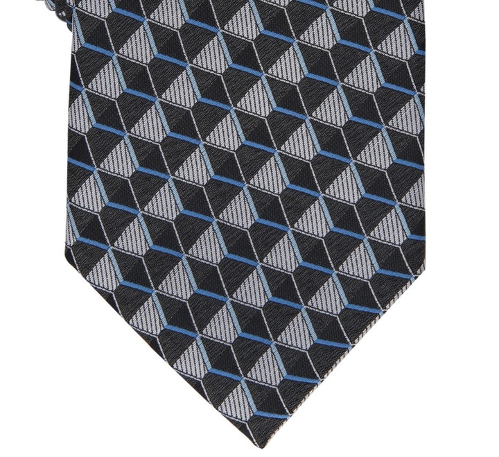 Perry Ellis Men's Dunstan Geometric Print Tie Black Regular