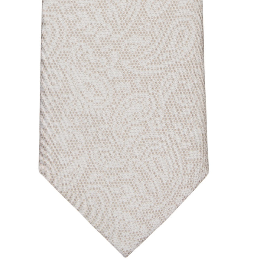 Michael Kors Men's Classic Dotted Paisley Print Silk Tie Beige Size Regular