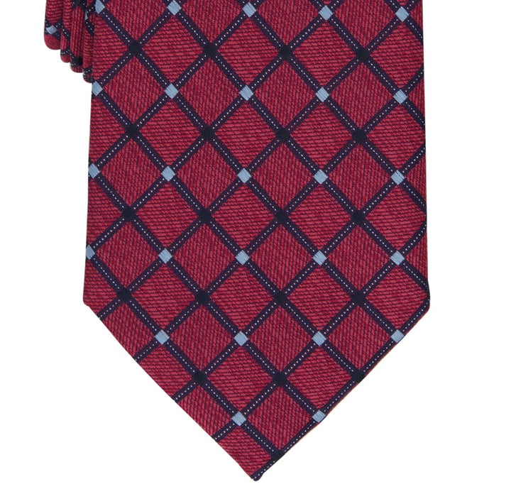 Club Room Men's Stanton Grid Tie Red  Size Regular