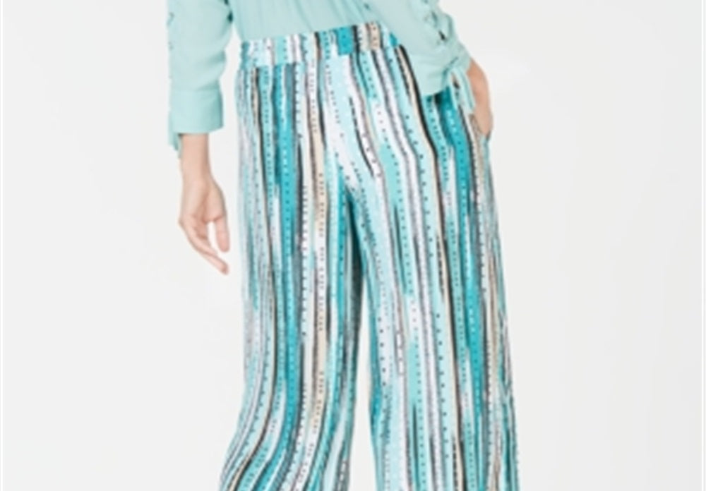 JM Collection Women's Printed Wide Leg Pants Blue Size X-Large