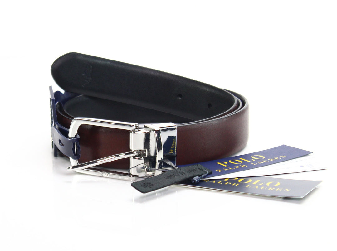 Polo Ralph Lauren Men's Belt Leather Reversible Brown/Black Size 36