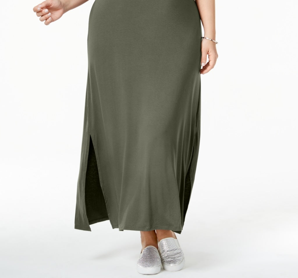 Style & Co Women's T-Shirt Maxi Dress Green Size 1X