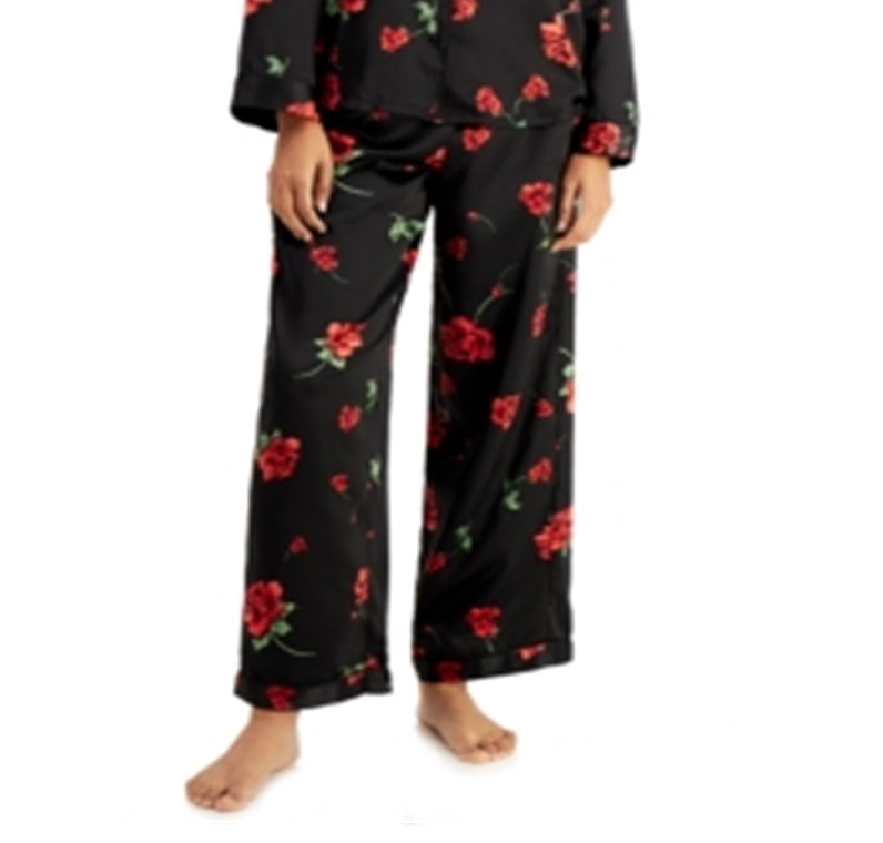 INC International Concepts Women's Satin Pajama & Headband 3Pc Set Black Size Large