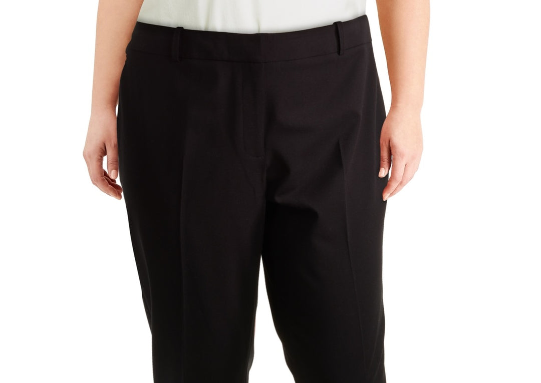 Calvin Klein Women's Solid Straight Leg Pants Black Size 16W