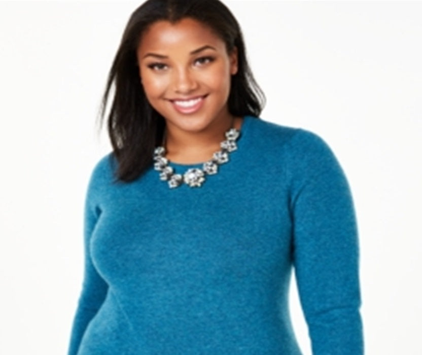 Charter Club Women's Crewneck Cashmere Sweater Blue Size 3X