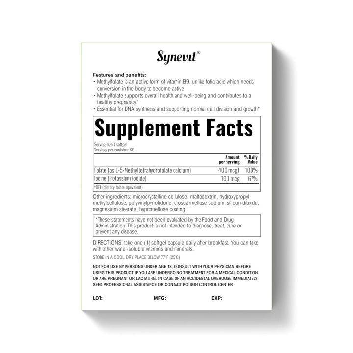 Synevit Synfoline High-Folate Supplement – 60 softgel capsules