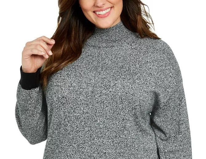 Karen Scott Women's Plus Size Mock Neck Cotton Sweater Charcoal Size 1X