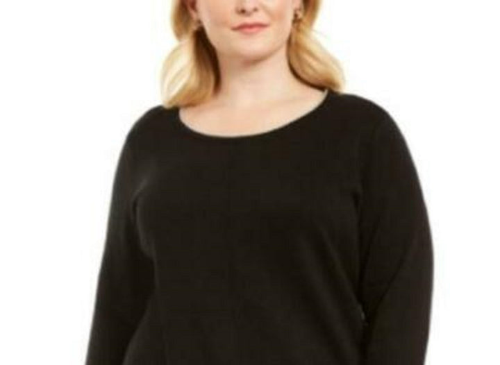 Karen Scott Women's Plus Size Cotton Roll-Neck Sweater Black Size 2X