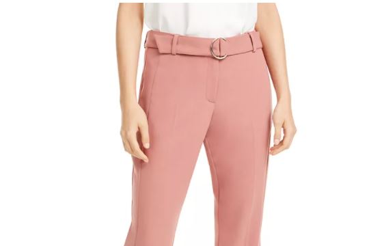 Alfani Women's Belted Straight Leg Pants Medium Pink Size 4