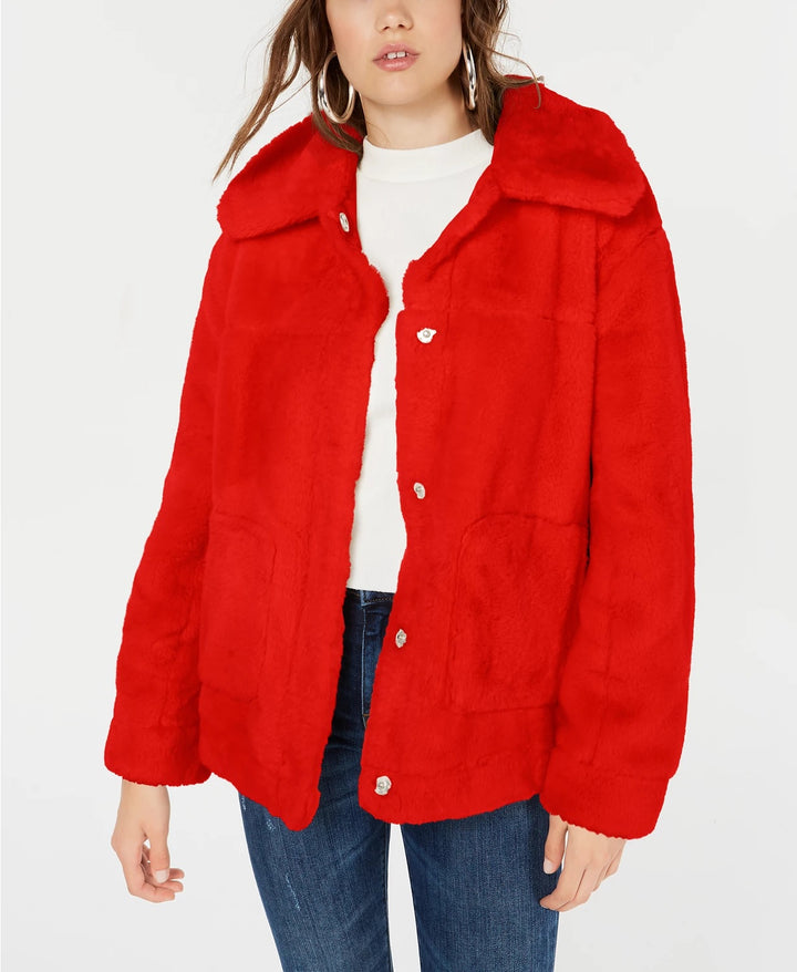 Jou Jou Junior's Faux Fur Jacket Red Size Medium