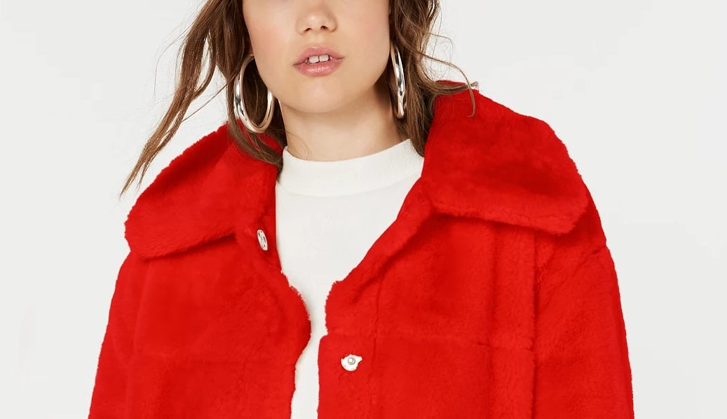 Jou Jou Junior's Faux Fur Jacket Red Size Medium