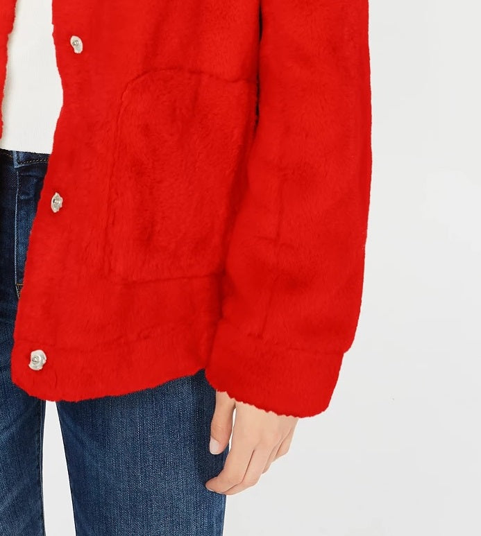 Jou Jou Junior's Faux Fur Jacket Red Size Medium