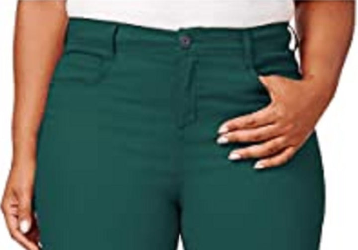 Style & Co Women's Plus Size Tummy-Control Slim-Leg Jeans Green Size 24