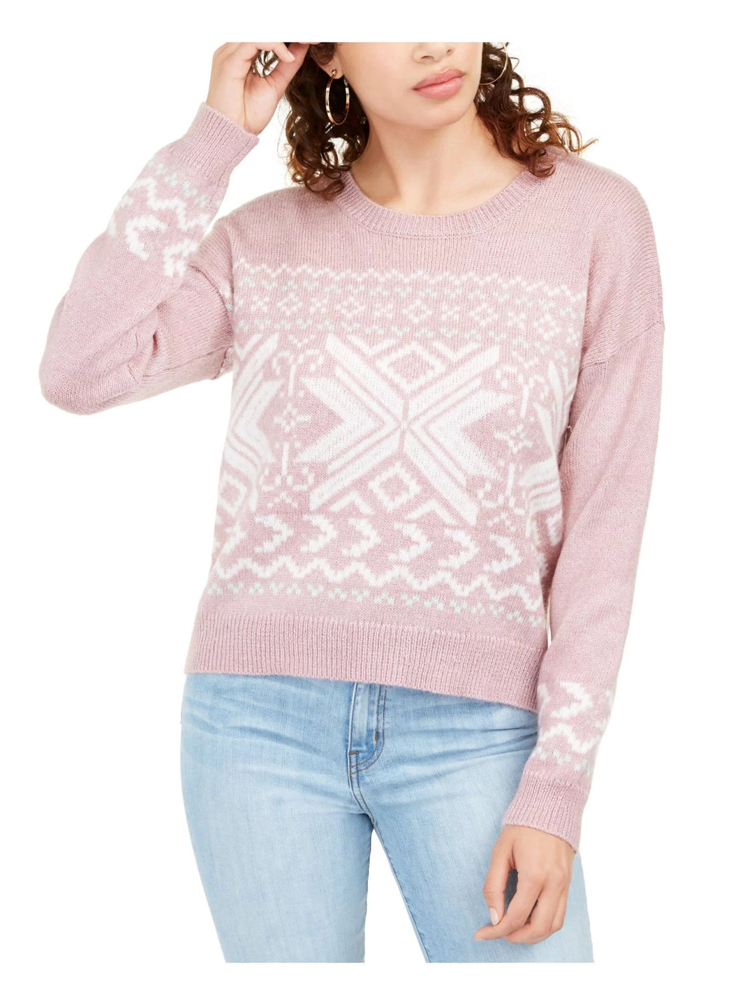 Hippie Rose Junior's Fair Isle Sweater Purple Size Medium