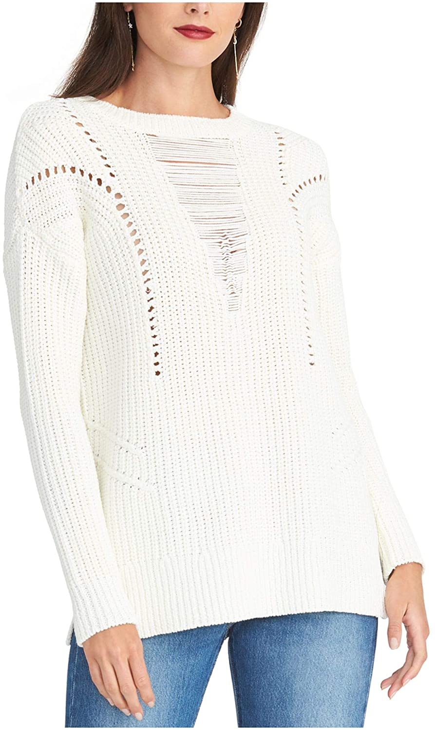 Rachel Roy Women's Textured Sweater White Size Medium