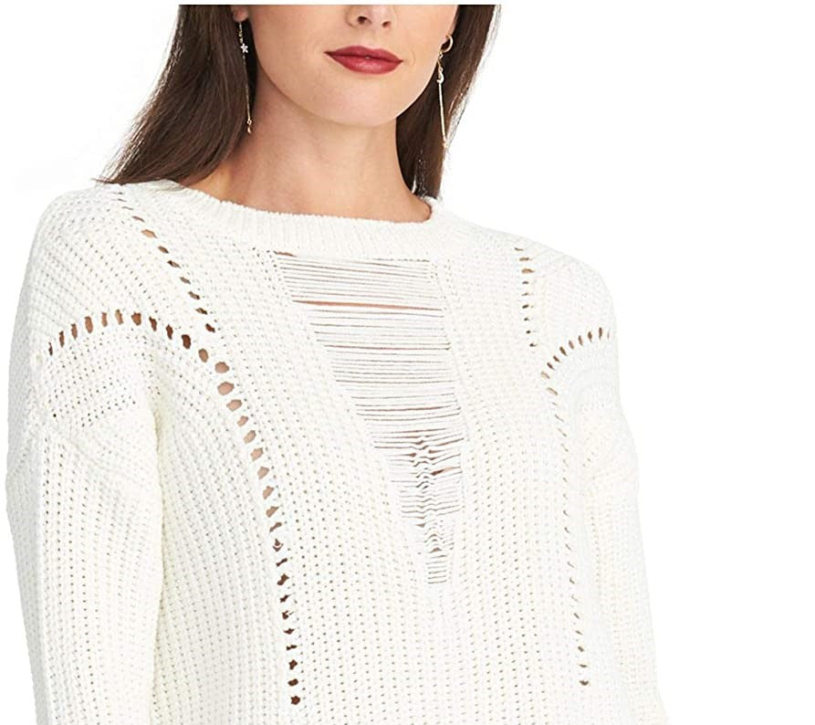 Rachel Roy Women's Textured Sweater White Size Medium