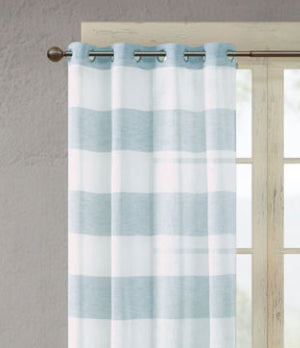 Urban Habitat Yarn Dyed Woven Sheer Window Curtain Pane 50X95-Blue