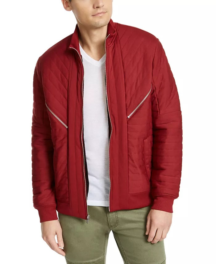 INC International Concepts Men's Burton Quilted Jacket Wine Size X-Large