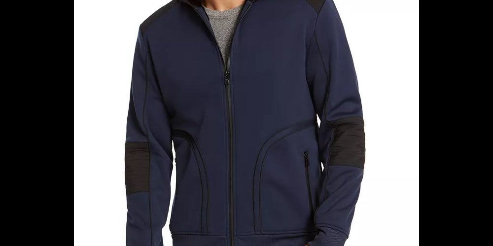 INC International Concepts Men's Overbound Hooded Jacket Dark Blue Size XXX Large