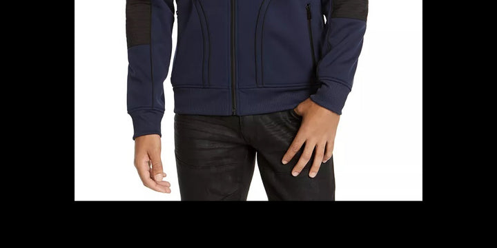 INC International Concepts Men's Overbound Hooded Jacket Dark Blue Size XXX Large