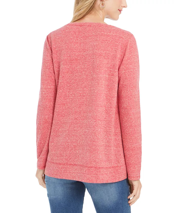 Style & Co Women's Joyful Graphic Sweatshirt Red Size Large