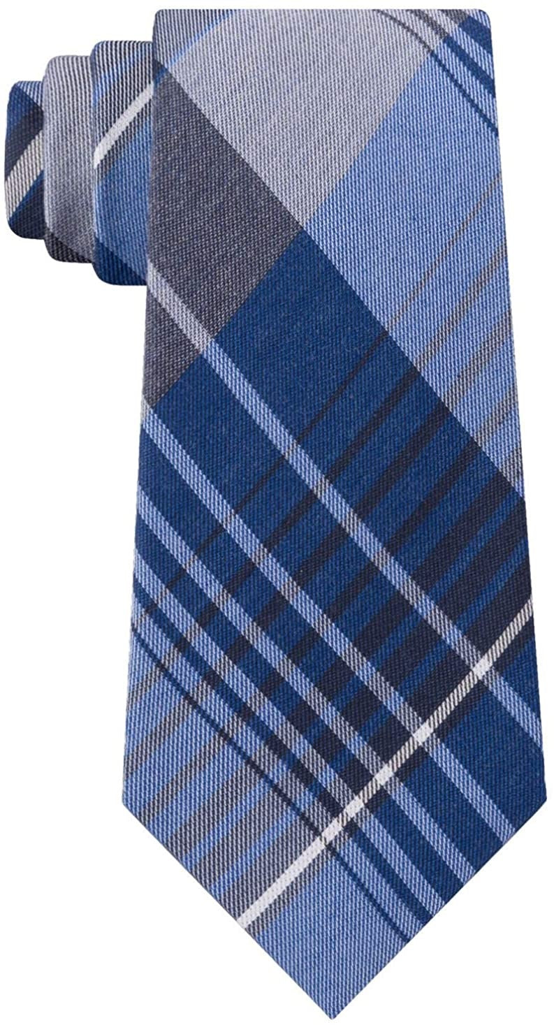 Kenneth Cole Reaction Men's Tre Plaid Tie Navy Size Regular