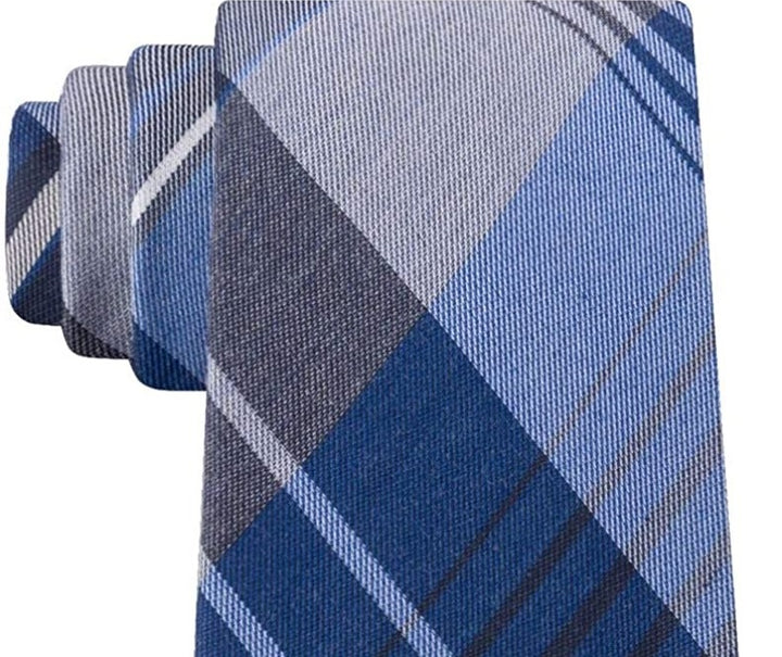 Kenneth Cole Reaction Men's Tre Plaid Tie Navy Size Regular