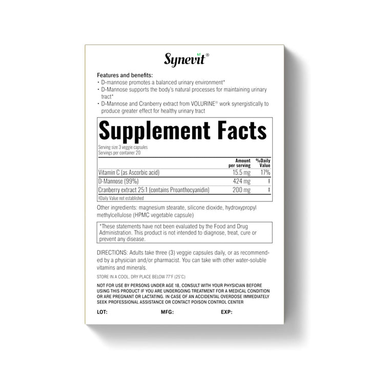 Synevit Volurine Urinary Health Support – 60 Capsules